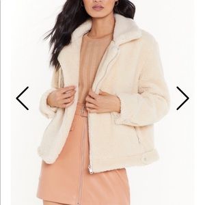 Nasty Gal — teddy fur aviator - creme size 4